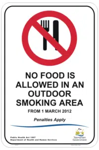 TAS No food in outdoor smoking area P22551