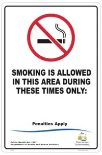 TAS No Smoking These Times Only sign P22560