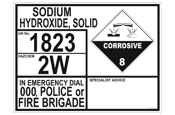 Sodium Hydroxide Solid Transport Panel