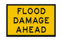 Flood Damage Ahead sign
