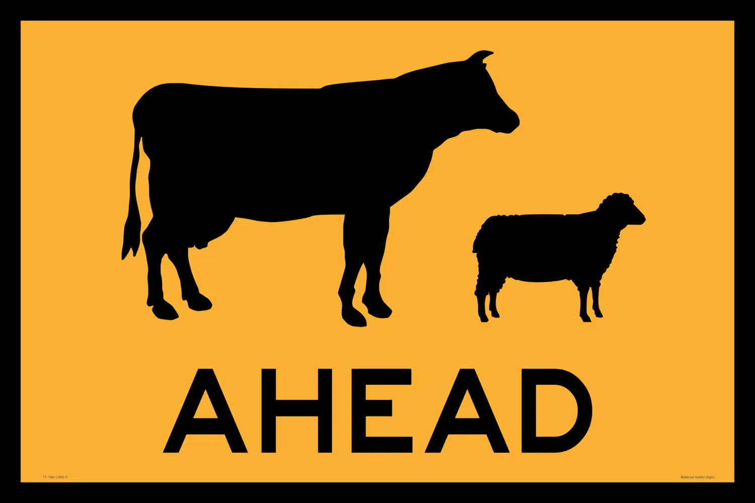 T1-19A Livestock Ahead Boxed Edge sign