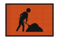 T1-5A Workers Ahead sign Fluro