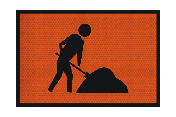 T1-5A Workers Ahead sign Fluro