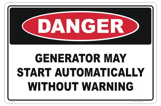 Generator Starts Automatically sign
