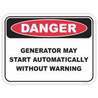 Danger generator starts automatically safety sign - AS1319 compliant, National Safety Signs Australia