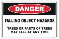 Tree Harvesting Falling Objects Hazard sign - Tree felling Danger