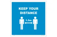 Keep Your Distance floor sign - 1.5 metre distance