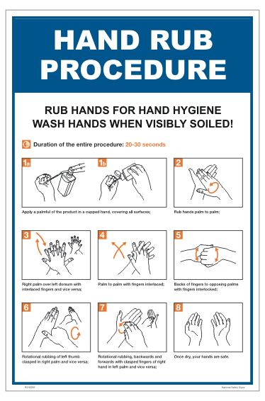Hand Rub Procedure sign - National Safety Signs - Health & Safety Signs