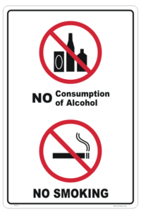 No Alcohol No Smoking sign