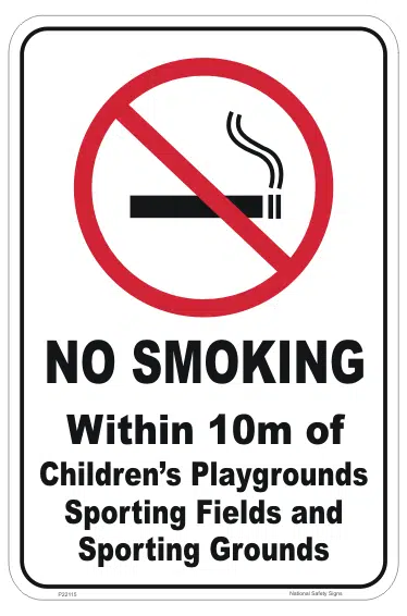No Smoking in Playgrounds sign