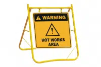 Hot Works Area sign with stand A40260
