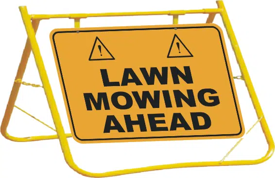 Lawn Mowing Ahead sign with Stand A40247 - Image 2