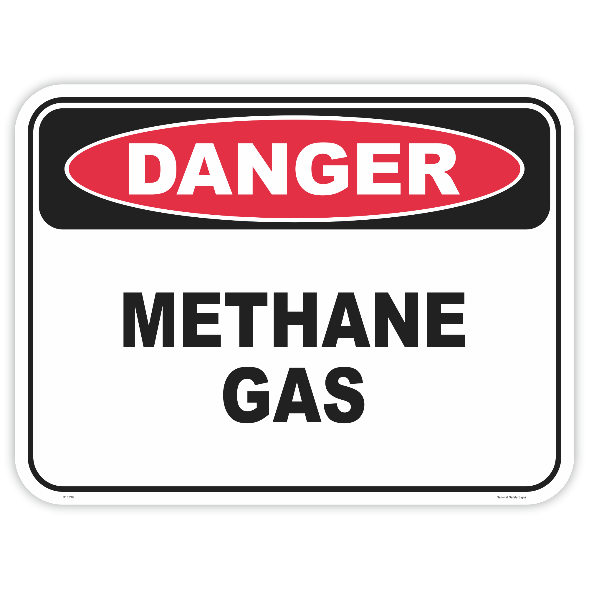 Danger methane gas safety sign - AS1319 compliant, National Safety Signs Australia