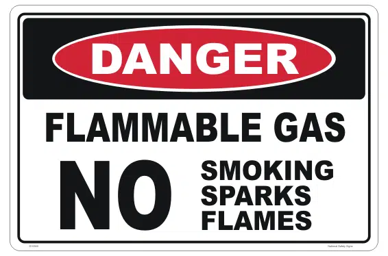 Flammable Gas No Smoking sign - Danger gas