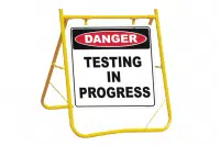Testing in Progress sign with stand A40254