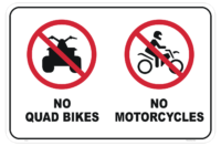No Motorcycles or Quads sign