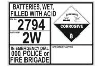 Batteries Filled with Acid Emergency Information Panel
