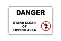 Stand Clear of Tipping Area sign V2658