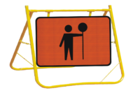 Traffic Controller Ahead Sign and Stand