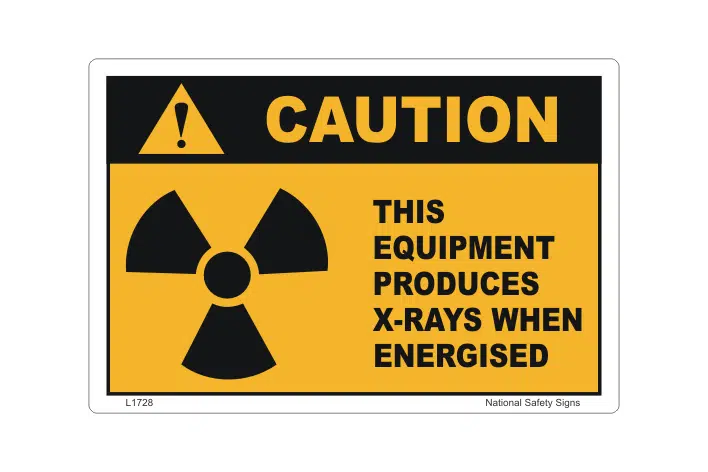 X-rays Produced when Energised sign - x-ray equipment