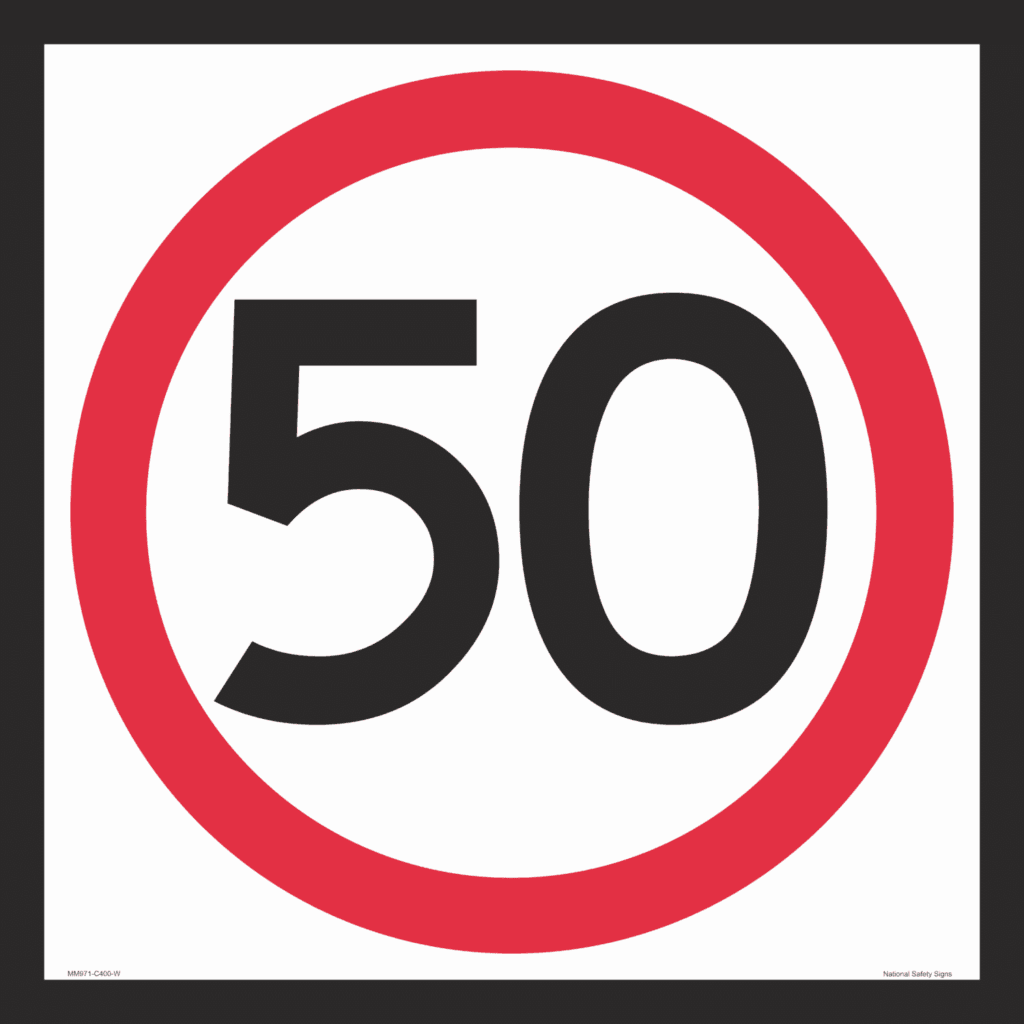 Multi Message 50 kph Sign 600mm - Traffic Control signs 50 KPH