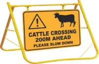 Cattle Crossing Warning Sign