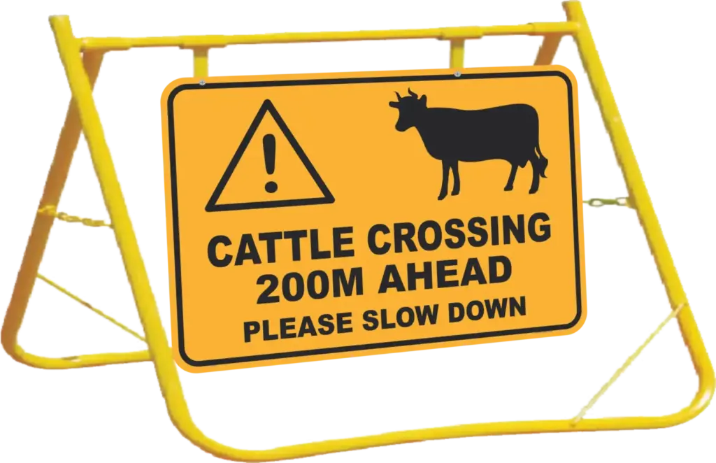 Cattle Crossing Warning Sign