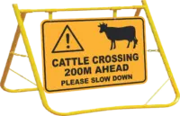 Cattle Crossing Warning Sign