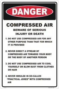 Compressed Air Warning Sign D10347