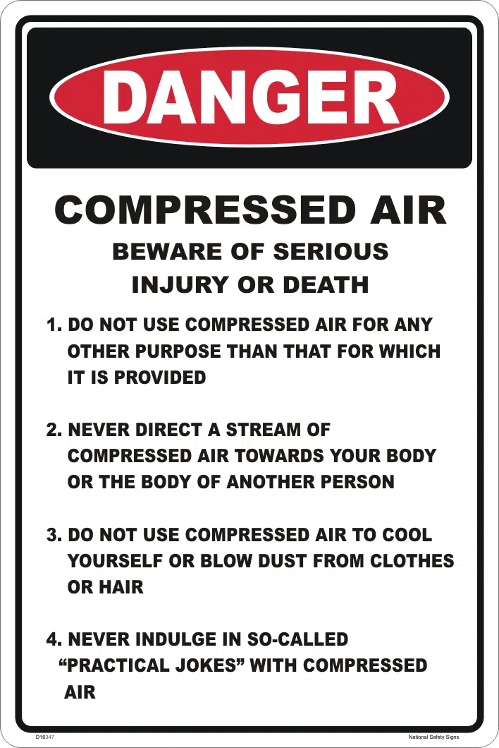 Compressed Air Warning Sign D10347