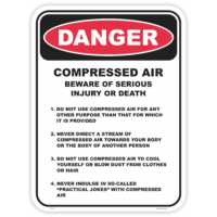 Danger compressed air safety sign - AS1319 compliant, National Safety Signs Australia