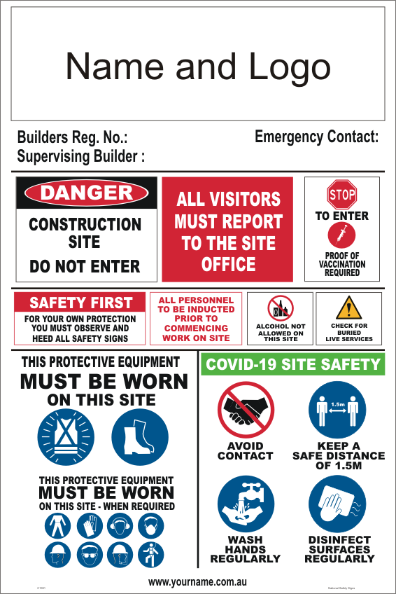 Health and Safety Site Sign - Building and Construction Site Signs