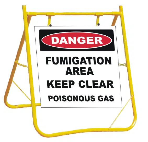 Danger Fumigation Area Sign with Yellow Swing Stand