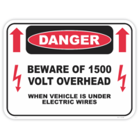 Danger 1500 volts overhead safety sign - AS1319 compliant, National Safety Signs Australia