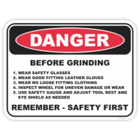 Danger bench grinder safety sign - AS1319 compliant, National Safety Signs Australia
