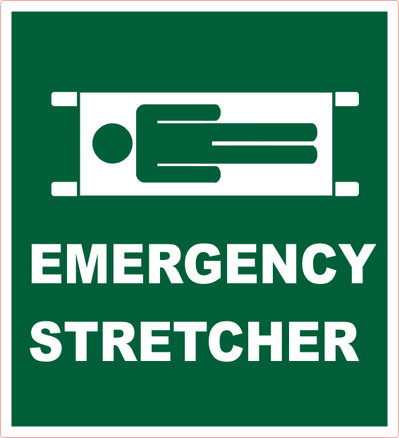 nrs18 NewRescueSign nrs - ks187 Kombi-Schild - Krankentrage / Erste-Hilfe -  first aid stretcher - Rettungszeichen grün - DIN A1 A2 A3 A4 Poster XXL -  g5101 Stock Illustration