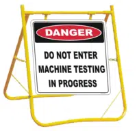 Do Not Enter Machine Testing in Progress Sign and Stand Combo A40290