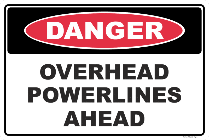 Overhead Power Lines Ahead sign    D10357