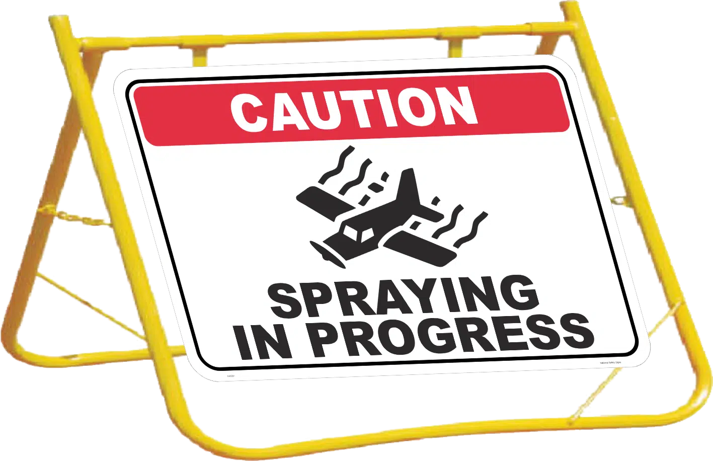 Caution Spraying in Progress sign with stand A40291