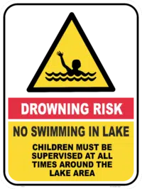 Drowning Risk Lake sign    IN16284