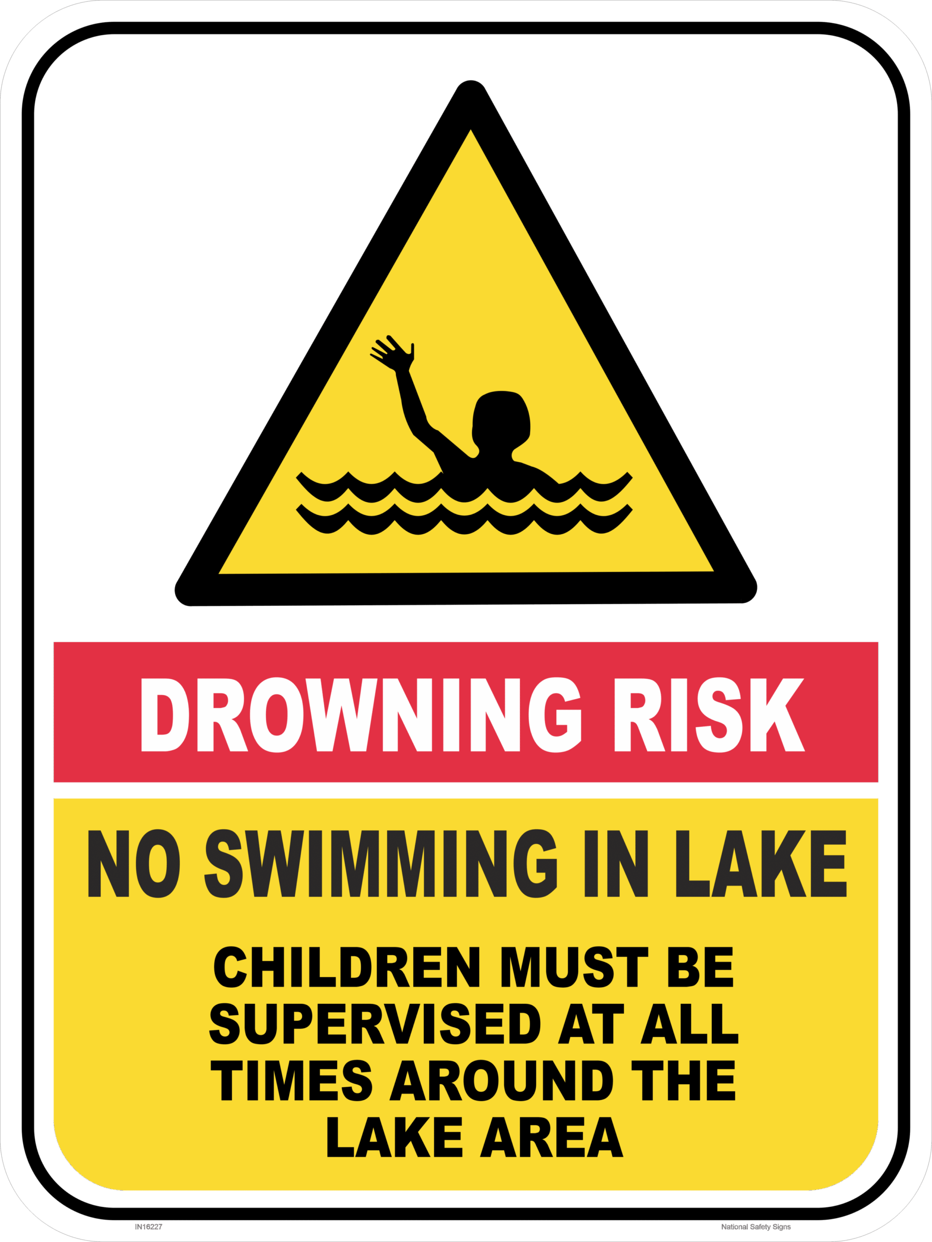 Drowning Risk Lake sign IN16284