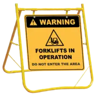 Forklifts in Operation sign with stand A40292