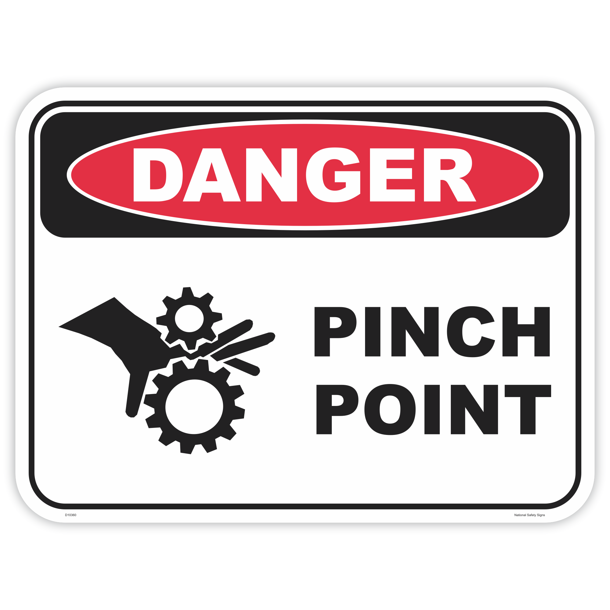 Danger pinch point safety sign - AS1319 compliant, National Safety Signs Australia