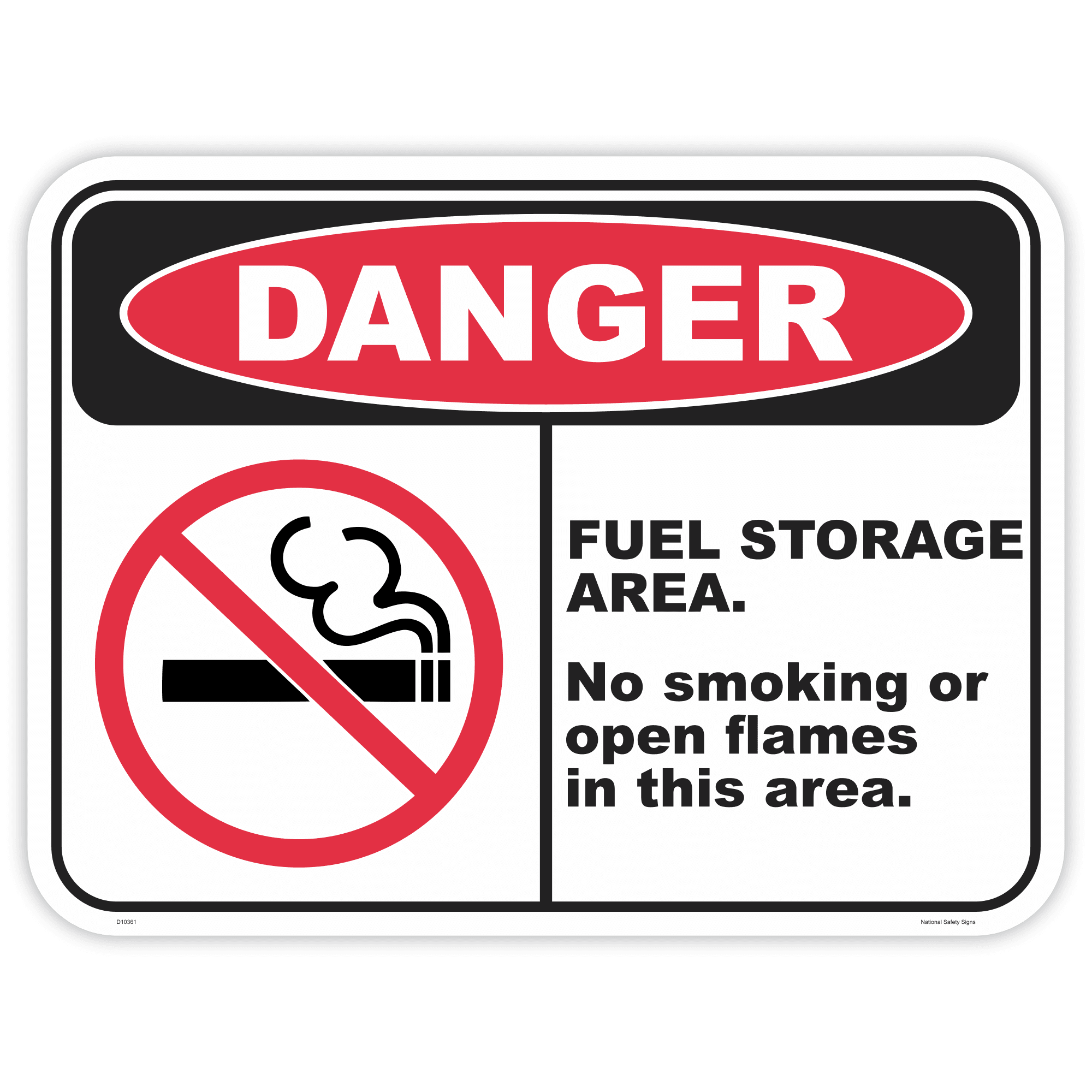 Danger no smoking fuel storage safety sign - AS1319 compliant, National Safety Signs Australia