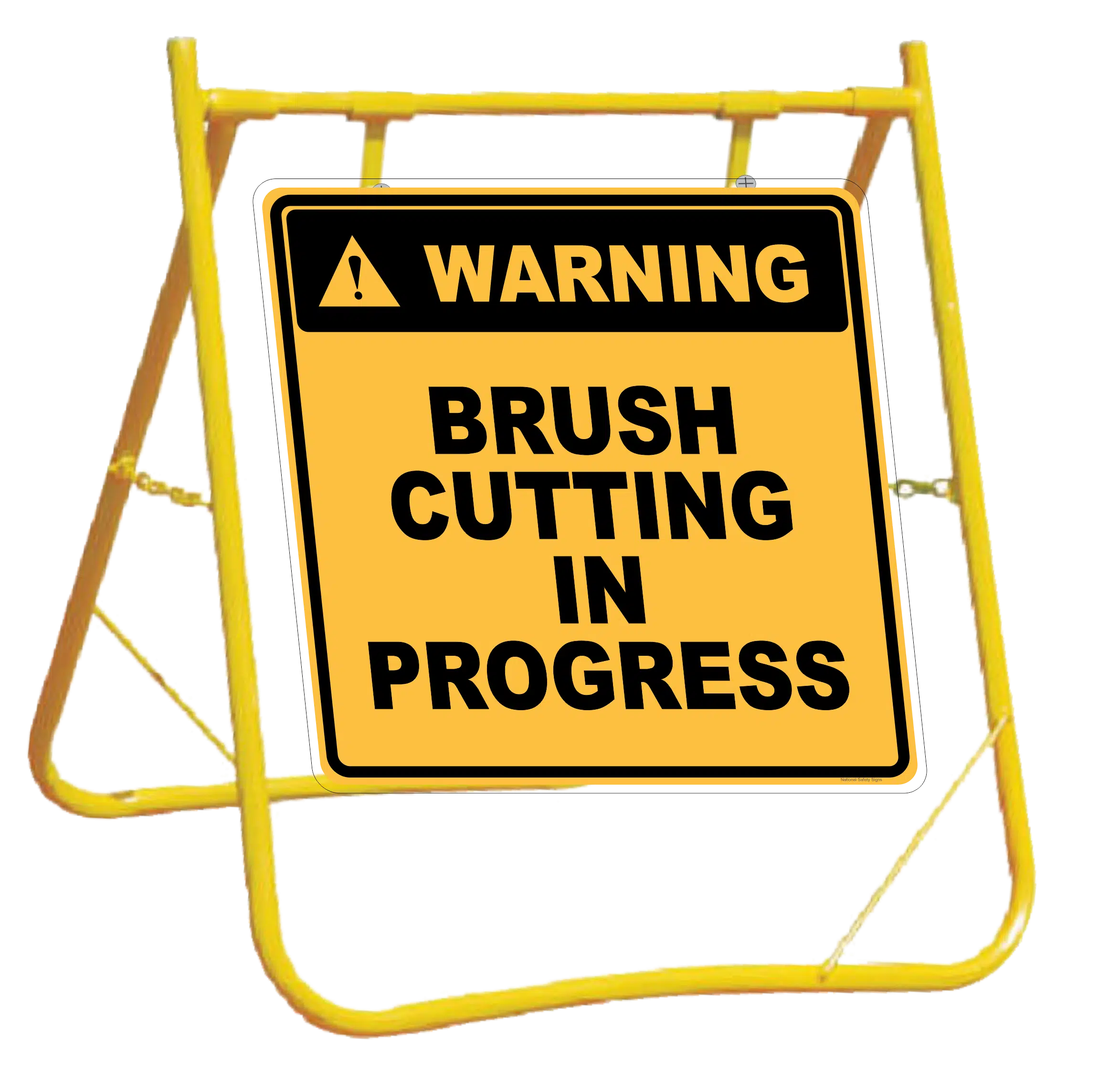 Brush Cutting in Progress sign with stand A40294