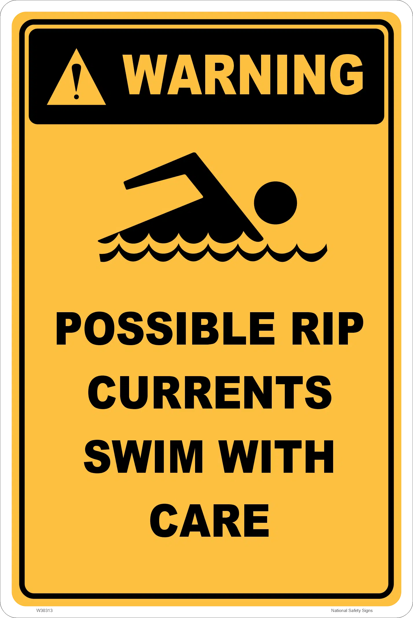 Possible Rip Currents Warning sign W30314