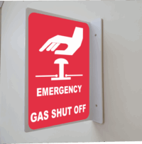 Gas Shut Off Valve Projection Wall Sign      F14136