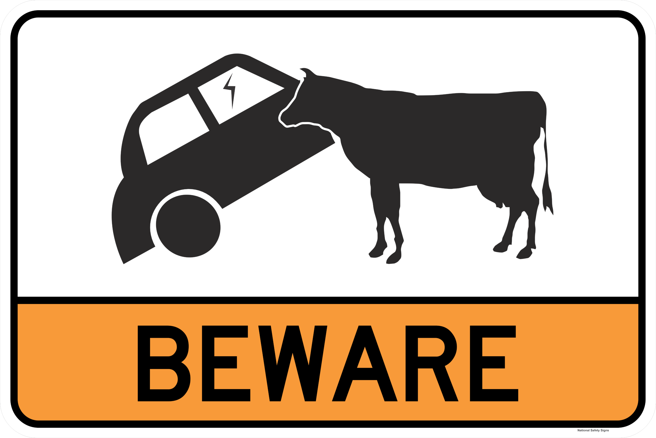 Beware Cattle sign RD579