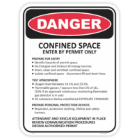 Danger confined space safety sign - AS1319 compliant, National Safety Signs Australia