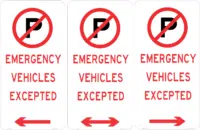 Emergency Vehicles Excepted Sign RD583